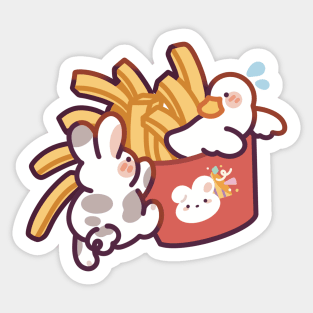 Duck & Bunny French Fries Sticker